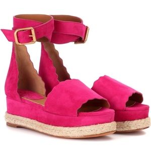 New Chloe Lauren Platform Espadrilles Pink SZ 39